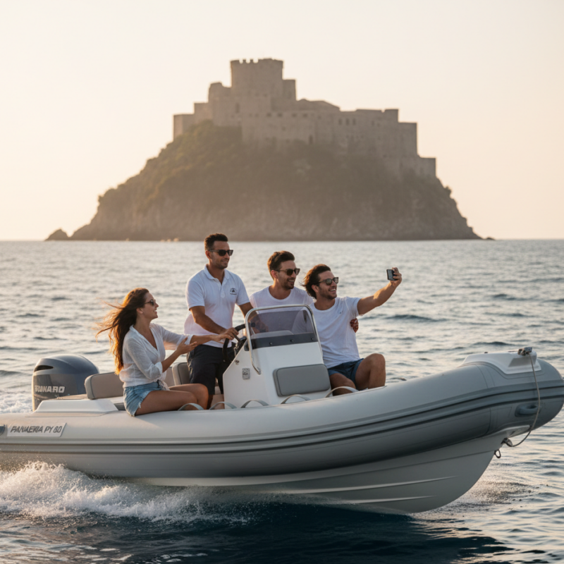 Escursione in gommone a Bacoli con vista sul Castello di ischia ponte