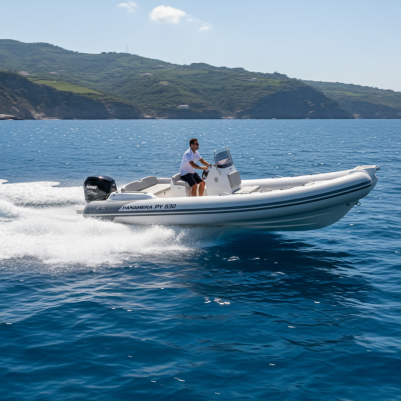 Escursione in gommone a Bacoli con vista ischia in mare