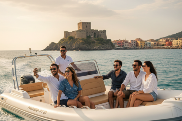 Escursione in gommone a Bacoli con vista sul Castello di ischia